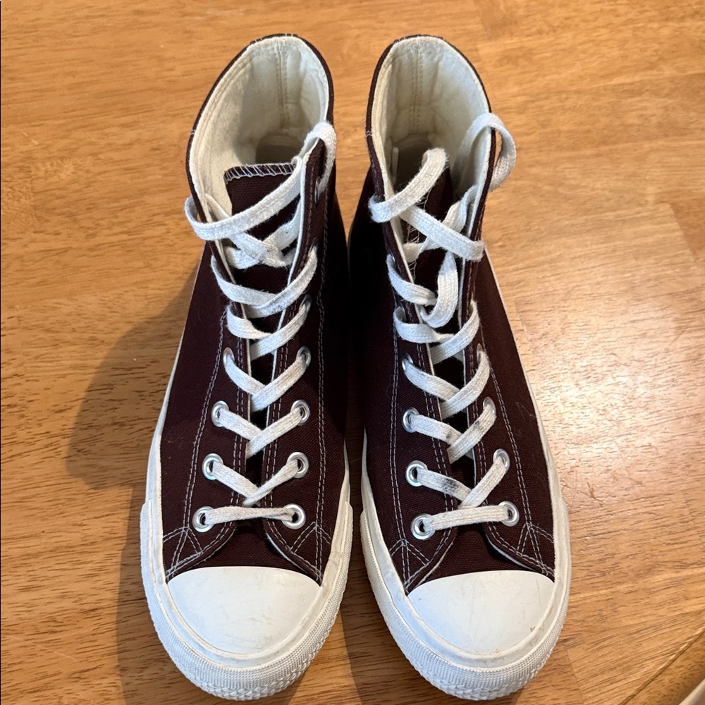 Sincerely Jules Brown and White High-Top Sneakers